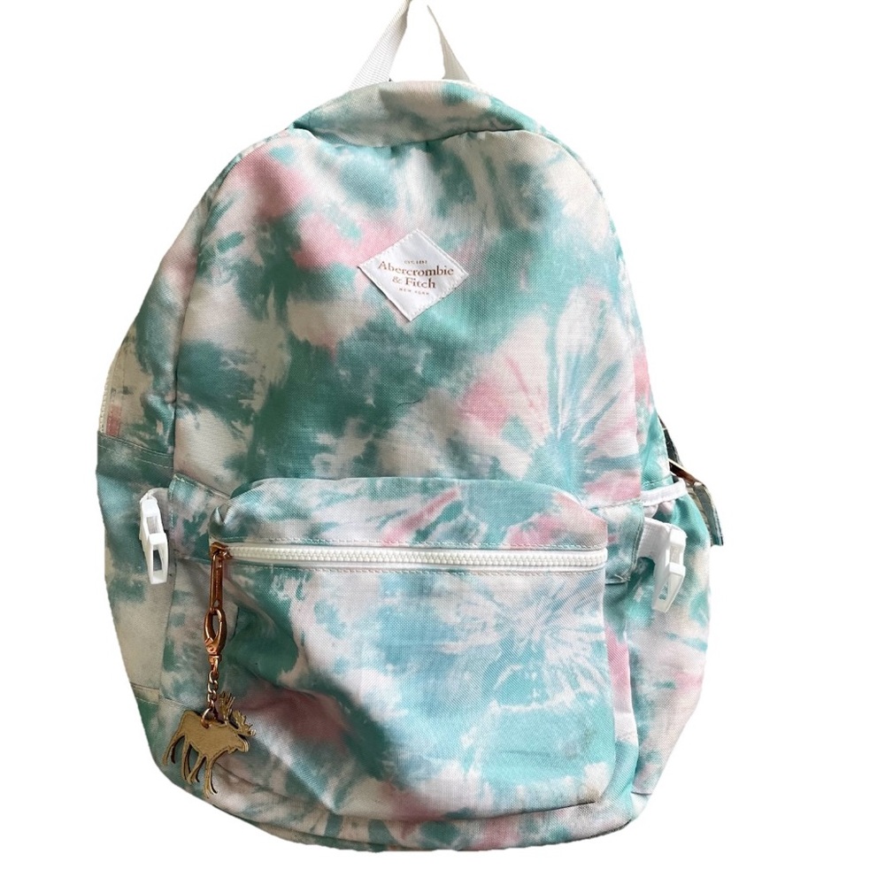 Abercrombie & Fitch Pastel Green‎ Pink Girls School Backpack Moose Charm